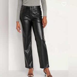 Black Faux Leather Women's Pants 6 Tall